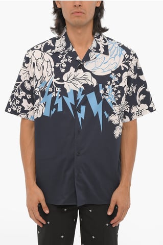Short Sleeved Loose Fit HAWAIIAN BOLTS Shirt in Blue