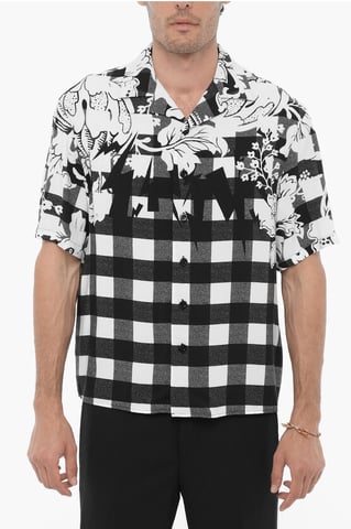 Double Patterned Boxy Fit Shirt in Black & White