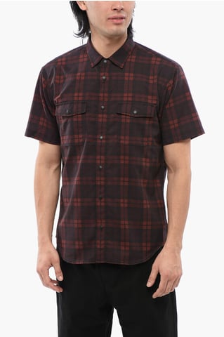 Checkered MESH Short Sleeved Shirt in Red