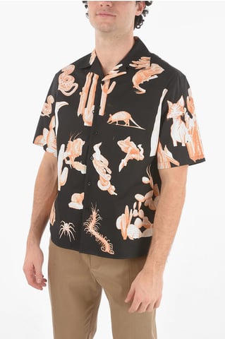 Short-sleeved BURNING MAN Camp Collar Shirt in Black