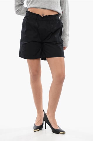Katoenen shorts met elastische tailleband in zwart