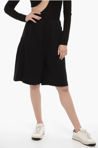 Cotton Shorts with Patch in Black