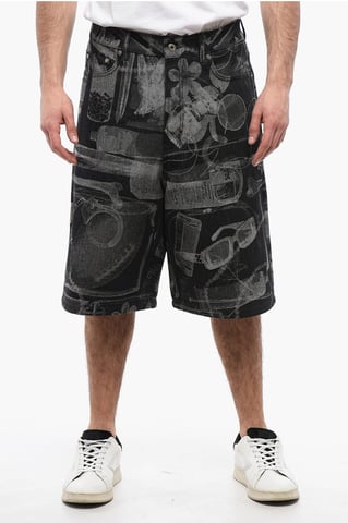 High Waisted Jacquard XRAY Denim Shorts in Gray