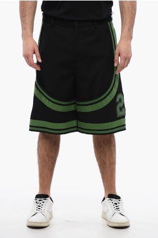Gepatchte VARSITY-shorts met tapedetails in zwart