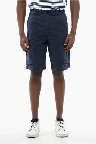 Cotton Cargo Shorts with Belt Loops in Blue