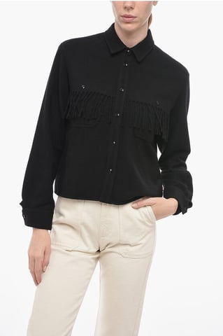STAG OVER Fringed Shirt in Black