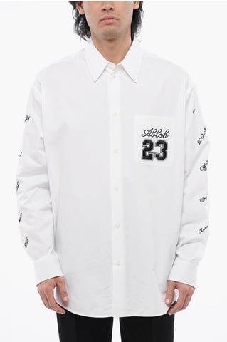 Oversize Fit 23 Embroidered Shirt in White
