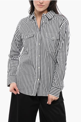 Awning Striped YARN Saharan Shirt in Black & White