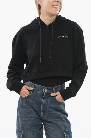 PISTIL Cropped Sweatshirt with Embossed Logo in Black