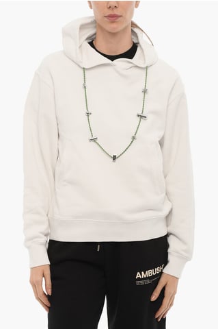 Solid Color STOPPERS Hoodie with Removable Chain in White