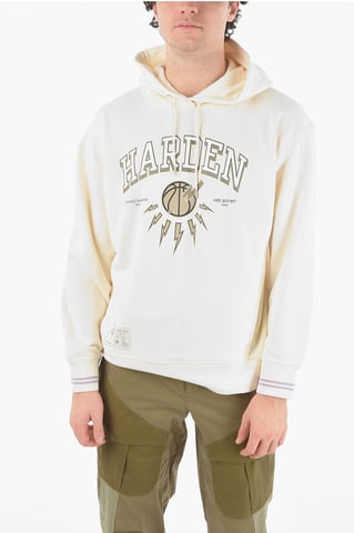 JAMES HARDEN x NEIL BARRETT Easy Fit Hoodie with Printed Log in Beige