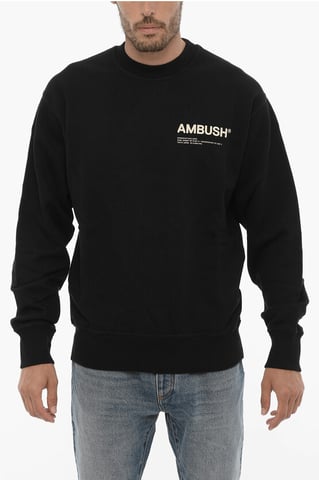 Sweatshirt met ronde hals van geborsteld katoen en bedrukt logo in het zwart