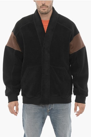 Fleeced Two-Tone KIMONO Sweatshirt in Marrone, Nero