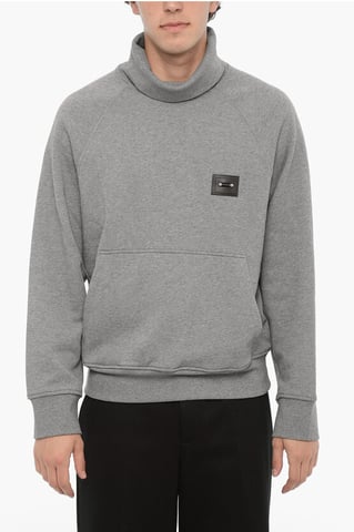 Cotton ICONIC PIERCING Turtleneck Sweatshirt in Gray