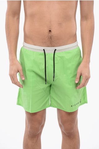Bicolor Boxer Swimsuit in Bianco, Verde