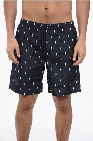 ALL-OVER MICRO BOLTS SWIM LONG SHORTS