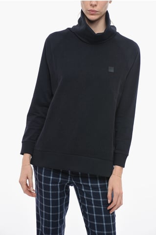 Wool and Cotton Sweater with Turtleneck in Blue