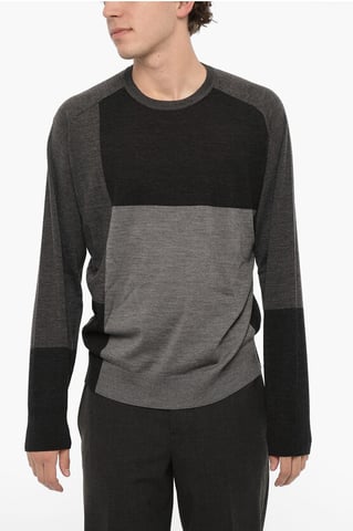 Two-Tone Wool Sweater in Nero, Grigio