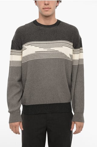 Cotton And Cashmere Blouson Fit Crew-neck Sweater in Gray