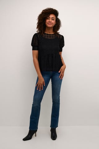 Blouse met korte mouwen Feminine black