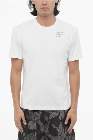 Slim Fit HUMAN WITH EXTRAORDINARY VISION Crew-neck T-Shirt in White