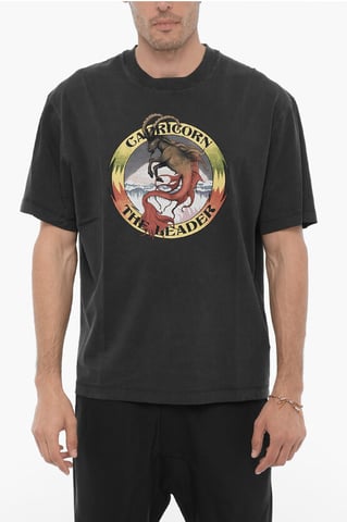 Slim Fit CAPRICORN THE LEADER Crew-neck T-shirt in Gray