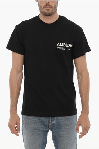 T-shirt met ronde hals van katoenen jersey met contrastprint in zwart