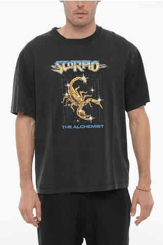 Bedrukt SCORPIO THE ALCHEMIST T-shirt met ronde hals in grijs