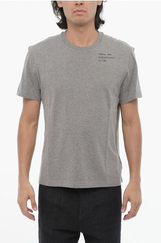 Slim Fit HUMAN WITH EXTRAORDINARY VISION Crew-neck T-Shirt in Gray