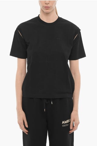 Solid Color Crew-neck T-Shirt in Black