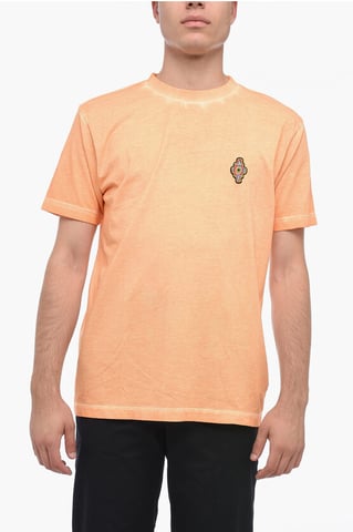 SUNSET CROSS T-Shirt with Logo Patch in Orange