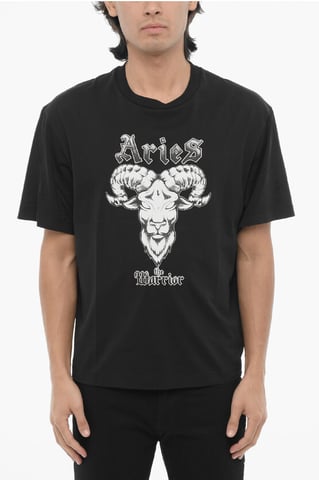 Slim Fit ROCK BAND ZODIAC ARIES T-Shirt in Black