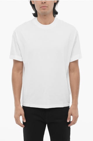 Solid Color Easy Fit Crew-neck T-Shirt in White
