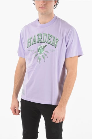 JAMES HARDEN x NEIL BARRETT T-shirt met ronde hals en bedrukt logo in violet