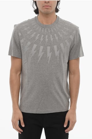 Slim Fit FAIRISLE THUNDERBOLT T-Shirt in Gray