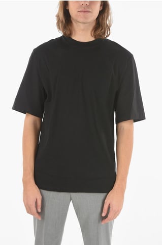 Jersey MINIMAL T-shirt with Stretchy-nylon Sleeves in Black
