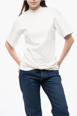 Effen T-shirt met ronde hals in wit
