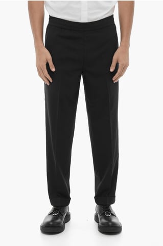 Pantaloni REM Slim Fit a Vita Bassa con Elastico in Vita in Black