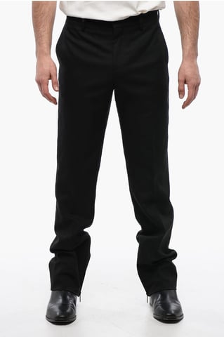 Slim-fit TECH DRILL Pants With Bottom Zip in Black