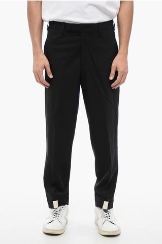 Wool Blend PRIEST COLLAR Low-Rise Pants in Black
