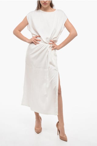 Twill effen maxi-jurk in wit