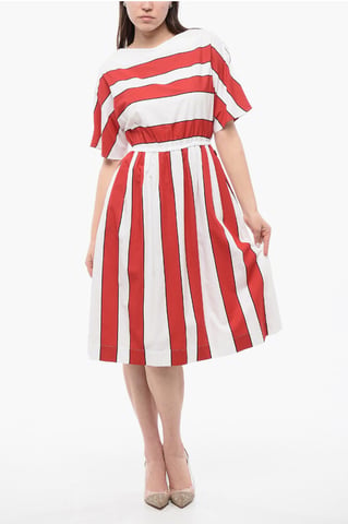 Striped SCULLY Sleeveless Dress in Bianco, Rosso