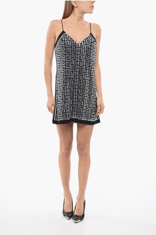 Sleeveless Dress With Monogram Rhinestones