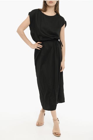 Twill effen maxi-jurk in zwart