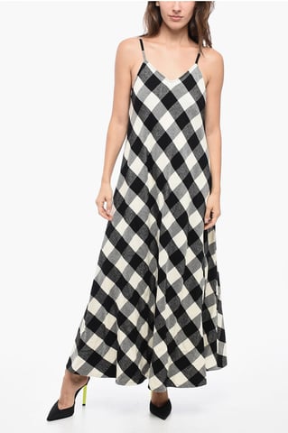 W'S ARCHIVE CHECK LONG DRESS in Black & White