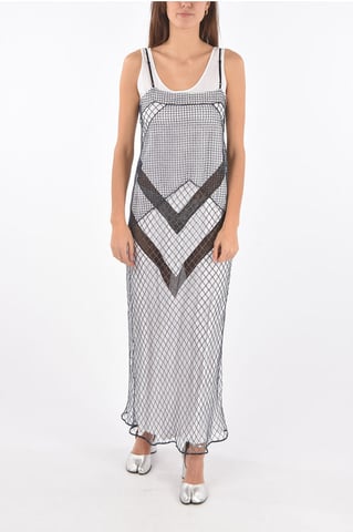 MM1 mesh maxi dress with petticoat inner in Blue