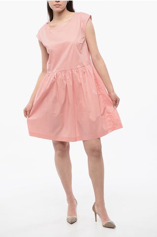 Sleeveless Popeline Cotton Dress in Pink