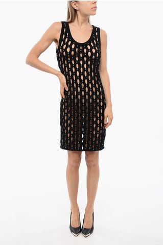 SALISA Openwork Dress with Crystal Application in Black