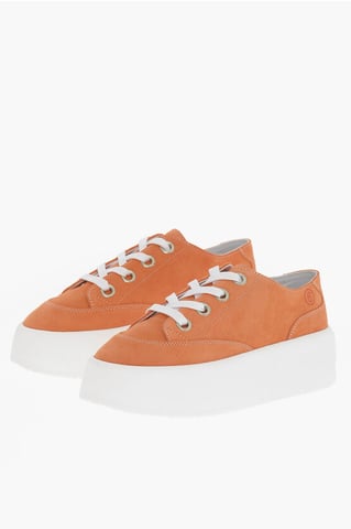 MM6 Suede Low-Top Sneakers With Contrast Platform 5,5cm in Orange