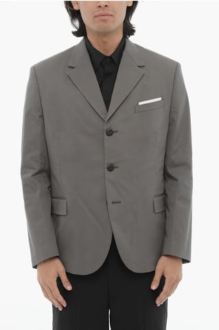 side vents notch lapel flap pocket 2-button blazer in Gray